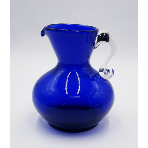 774 - WHITEFRIARS BLUE GLASS Large 18cm JUG