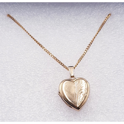 791 - ROLLED GOLD HEART PENDANT ON A NECK CHAIN (Boxed)