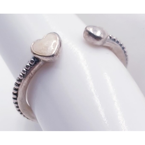 793 - SILVER (925) PANDORA HEART RING (Size L )  (Boxed)