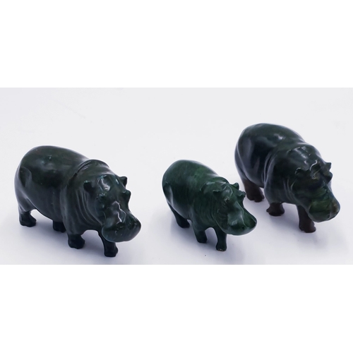 800 - JADE ? ORIENTAL CARVED HIPPOS (3)