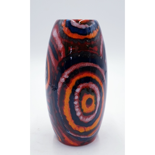 485 - ANITA HARRIS ART POTTERY 17cm SKITTLE VASE IN THE LABYRINTH DESIGN Signed In Gold By Anita Harris