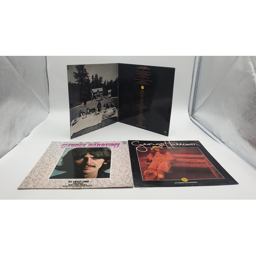 198 - GEORGE HARRISON (THE BEATLES) VINYL LPS (3)
LIVING IN THE MATERIAL WORLD GATEFOLD LP + INSERT./ DARK... 