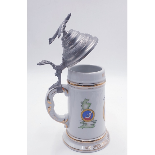 17 - CERAMIC ROYAL AIR FORCE BEER STEIN With PEWTER TOP And AREOPLANE FINIAL