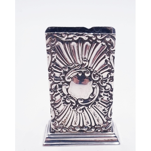 40 - SOLID SILVER Large 7cm MATCH BOX HOLDER ON STAND c1903 Birmingham (Boxed)