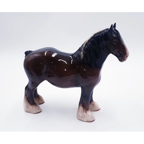 52 - BESWICK Large 21.6cm MODEL OF A SHIRE MARE (Brown Gloss Colourway) Model No 818 1940/89 Designed By ... 