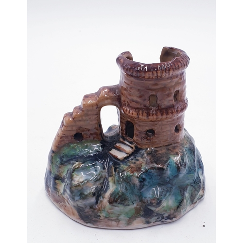 53 - POTTERY 11cm x 12.5cm MODEL OF THE MOW COP CASTLE/FOLEY (Cheshire/Staffs Border 1750) (Modelled By J... 