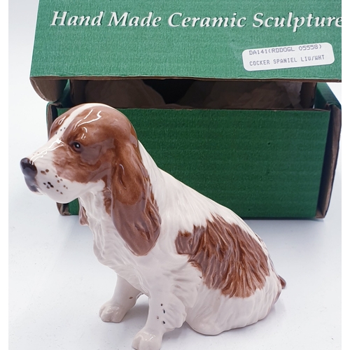 55 - ROYAL DOULTON 10.8cm MODEL OF A COCKER SPANIEL (Seated) (Style Two) DA 141 (Liver/White Gloss Colour... 