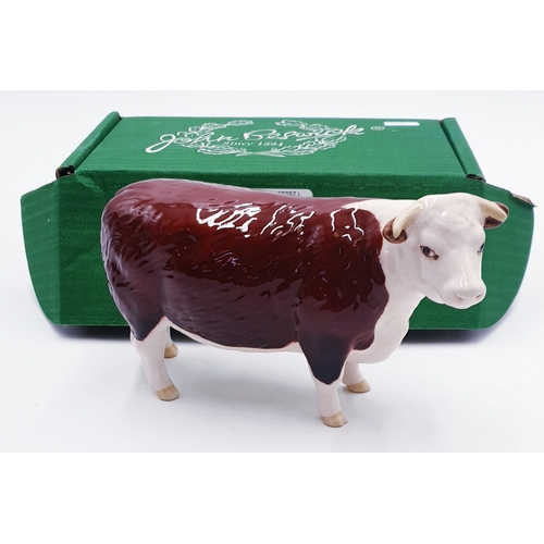 60 - BESWICK 10.8cm MODEL OF A HEREFORD COW  Model No 1360 (Brown/White Gloss Colourway)  1954/97 Designe... 