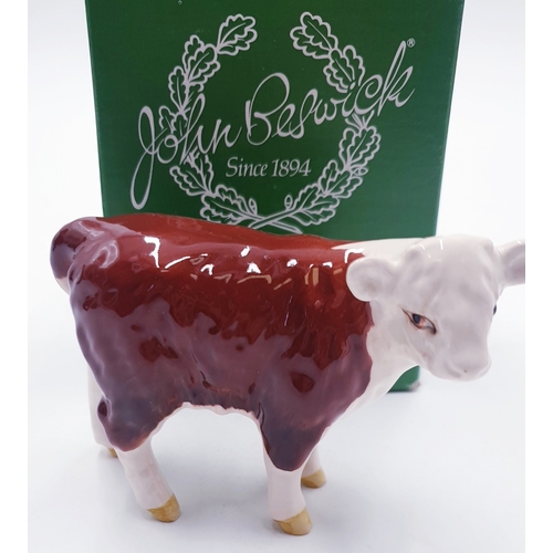 61 - BESWICK 7.6cm MODEL OF A HEREFORD CALF  Model No 1406B 1956/75 (Brown/White Gloss Colourway) Designe... 