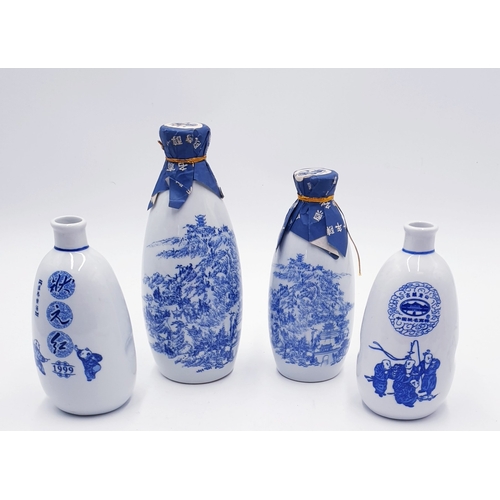 62 - CERAMIC CHINESE BLUE/WHITE ITEMS (Qty Of) To Include BOTTLES,CUPS,SAUCERS,POTS,RICE BOWLS,Etc