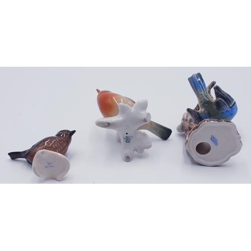 93 - PORCELAIN MODELS OF 3 BIRDS To Include GOEBEL,DRESDEN,SITZENDORF,Etc