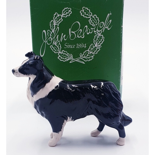 96 - BESWICK Small  7.6cm MODEL OF A SHEEP DOG (Model No 1854) (Black/White Gloss Colourway,Gold Backstam... 