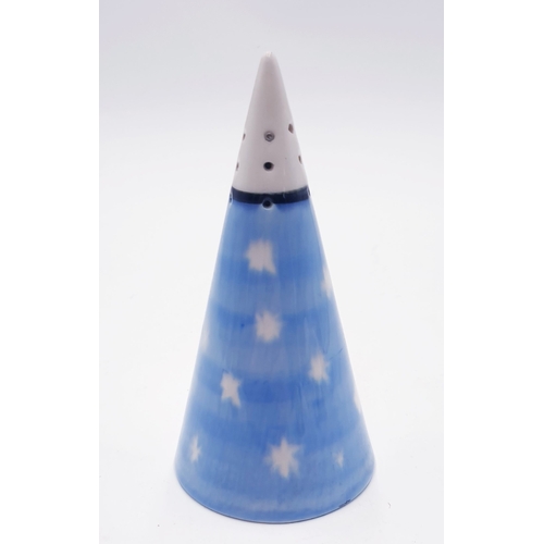 134 - CROWN DEVON (Fieldings) CERAMIC (Hand Painted) 13cm CONICAL SUGAR SHAKER IN THE SNOWFLAKES DESIGN (L... 