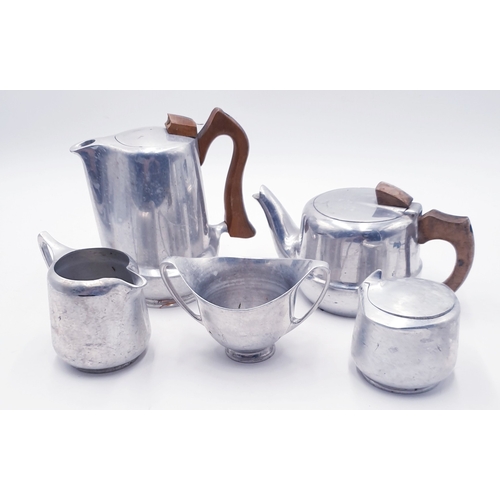 140 - PICQUOT WARE METAL FIVE PIECE TEASET  (Old)