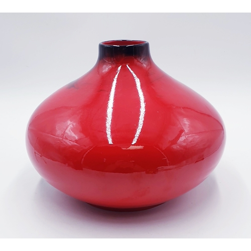 150 - KEVIN FRANCIS/PEGGY DAVIES STUDIO'S Large 20cm x 25cm FLAMBE SQUAT VASE FROM THE RUBY FUSIONS SERIES