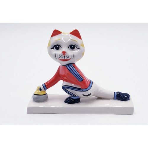 153 - LORNA BAILEY 15cm x 12cm MODEL OF THE CURLING CAT PART OF THE WINTER OLYMPIC COLLECTION (Produced To... 