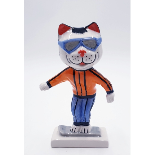 154 - LORNA BAILEY 16cm MODEL OF THE SNOWBOARDER CAT PART OF THE WINTER OLYMPIC COLLECTION (Produced To Co... 