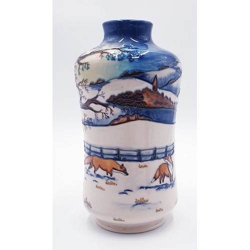 170 - MOORCROFT 20.5cm VASE IN THE WOODSIDE FARM DESIGN c2000 By Designer Anji Davenport
(In 2000 Anji Dav... 