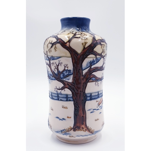 170 - MOORCROFT 20.5cm VASE IN THE WOODSIDE FARM DESIGN c2000 By Designer Anji Davenport
(In 2000 Anji Dav... 