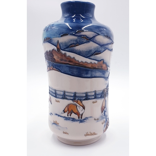 170 - MOORCROFT 20.5cm VASE IN THE WOODSIDE FARM DESIGN c2000 By Designer Anji Davenport
(In 2000 Anji Dav... 