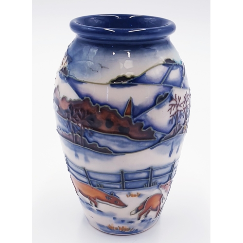 173 - MOORCROFT 10cm VASE IN THE WOODSIDE FARM DESIGN c2000 By Designer Anji Davenport
(In 2000 Anji Daven... 