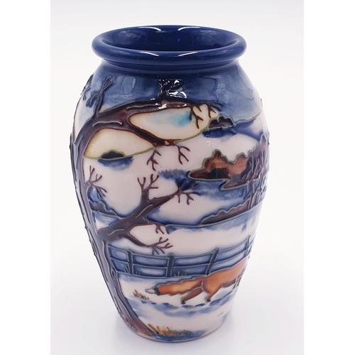 173 - MOORCROFT 10cm VASE IN THE WOODSIDE FARM DESIGN c2000 By Designer Anji Davenport
(In 2000 Anji Daven... 