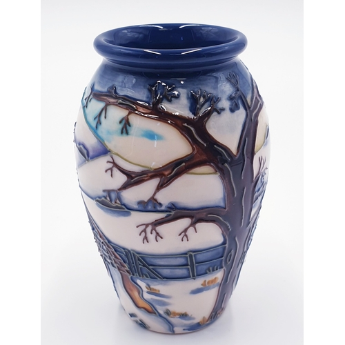 173 - MOORCROFT 10cm VASE IN THE WOODSIDE FARM DESIGN c2000 By Designer Anji Davenport
(In 2000 Anji Daven... 