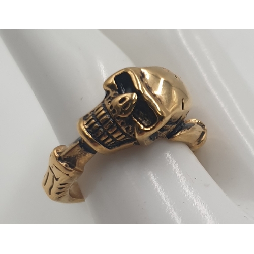 200 - GILDED SKULL RING (Boxed) (Size T-U)