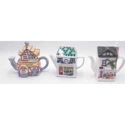 564 - NOVELTY TEAPOTS (3) In WADE TOGETHER WITH ROYAL WINTON MILK & SUGAR