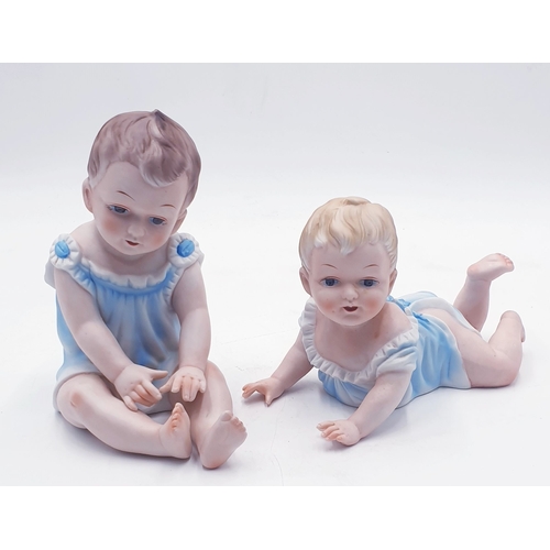 644 - BISQUE PORCELAIN Large 18cm BABY FIGURINES (2)