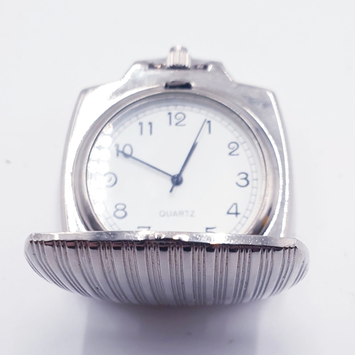 663 - WHITE METAL CASED LOUIS JOURDAN POCKET WATCH (Found To Be Working When Photographed)