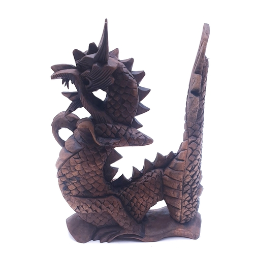 719 - WOODEN CARVED Large 21cm x 15cm  MODEL OF A DRAGON