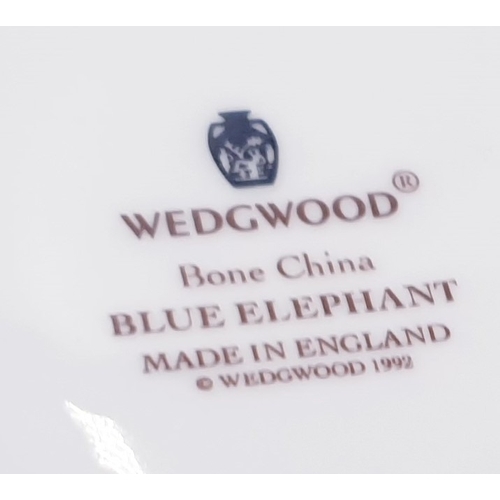 763 - WEDGWOOD CHINA LIDDED TRINKET BOX And PAPERWEIGHT IN THE BLUE ELEPHANT DESIGN