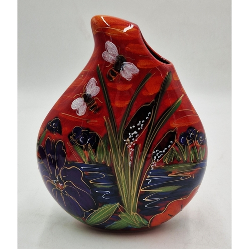 803 - ANITA HARRIS ART POTTERY Large 22cm TEARDROP VASE IN THE HONEY BEEBROOK DESIGN (Signed In Gold By An... 