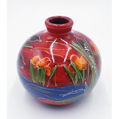 806 - ANITA HARRIS ART POTTERY 10.5cm MARAKESH VASE IN THE HONEY BEEBROOK DESIGN  Signed In Gold By Anita ... 