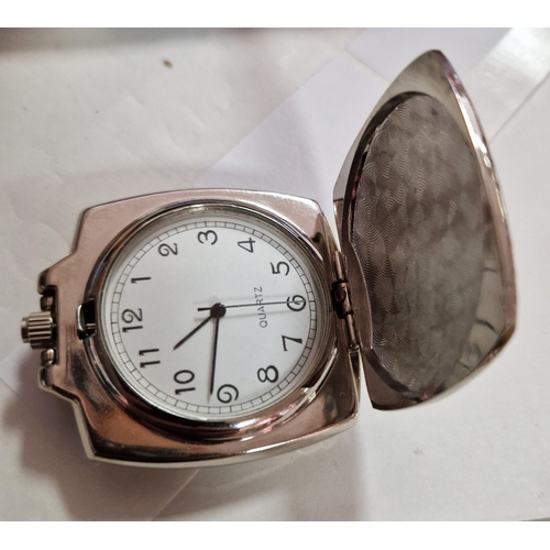 666 - WHITE METAL CASED POCKET WATCH (Found To Be Working When Photographed)