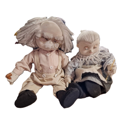 707 - GRANDMOTHER & GRANDFATHER (Hand Made) SOFT DOLLS (Grandmother With Knitting Needle And Grandfather W... 