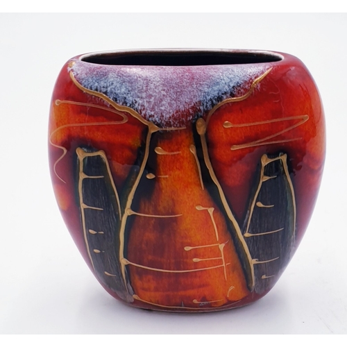 336 - ANITA HARRIS ART POTTERY Miniature 10cm PURSE VASE IN THE POTTERIES PAST DESIGN Signed In Gold By An... 