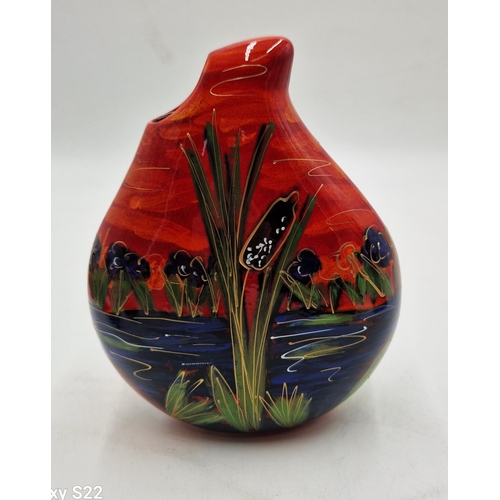 201 - ANITA HARRIS ART POTTERY Large 22cm TEARDROP VASE IN THE HONEY BEEBROOK DESIGN (Signed In Gold By An... 