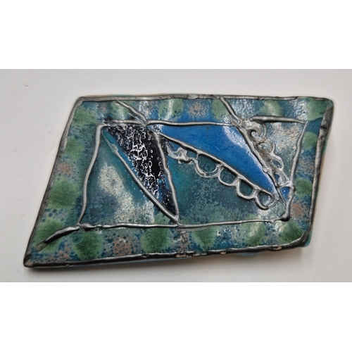 22 - POOLE POTTERY 6cm x 4xm BROOCH (Trial Piece By Anita Harris) (Original Box)