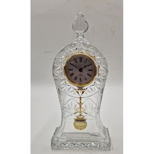 25 - CRYSTAL GLASS Extra Large 31cm x 14cm MANTLE CLOCK