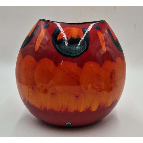 7 - POOLE POTTERY Large 26cm x 26cm PURSE VASE IN THE VOLCANO DESIGN