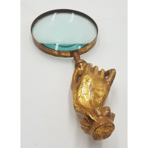 35 - EDWARDIAN STYLE GOLD HANDLED Large MAGNIFYING GLASS