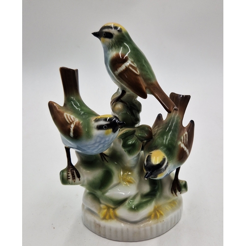 52 - GAROLD PORCELAIN BAVARIA MODEL OF THREE BIRDS ON A TREE TRUNK