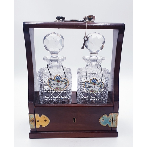 58 - MAHOGANY TANTALUS With DECANTERS And LABELS