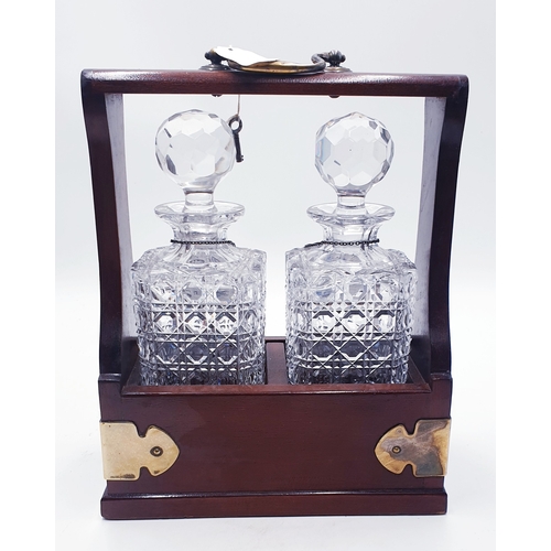 58 - MAHOGANY TANTALUS With DECANTERS And LABELS