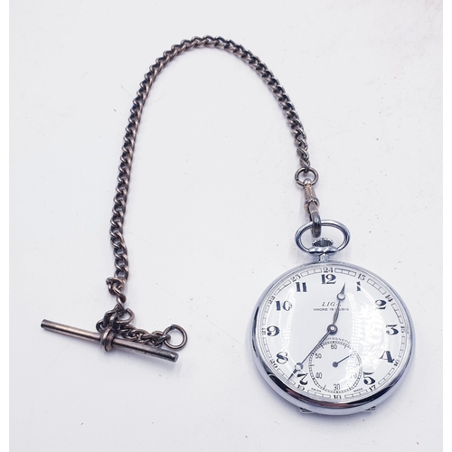 80 - LIGA - ANCHRE 15 Rubis POCKET WATCH (Found To Be Working When Photographed) WITH THE CHAIN