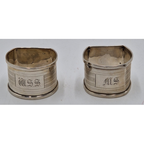 325 - SILVER (Hallmarked For Birmingham 1933)  NAPKIN RINGS (2) By Maker Henry Griffiths