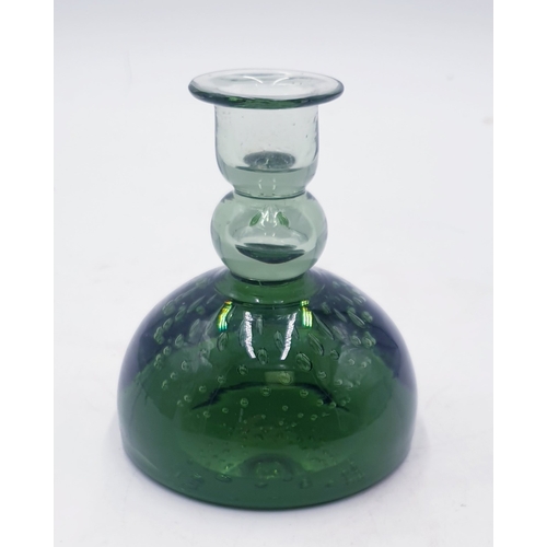 677 - WHITEFRIARS GREEN GLASS 10cm CANDLEHOLDER