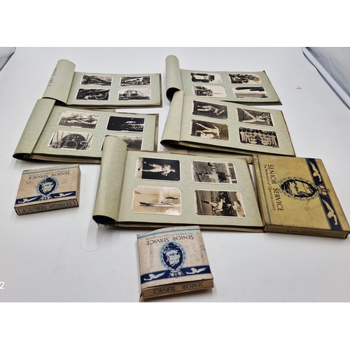 700 - SENIOR SERVICE CIGARETTE CARDS IN FOUR ALBUMS To Include SPORTING EVENTS AND THE STARS,FLYING , NAVY... 